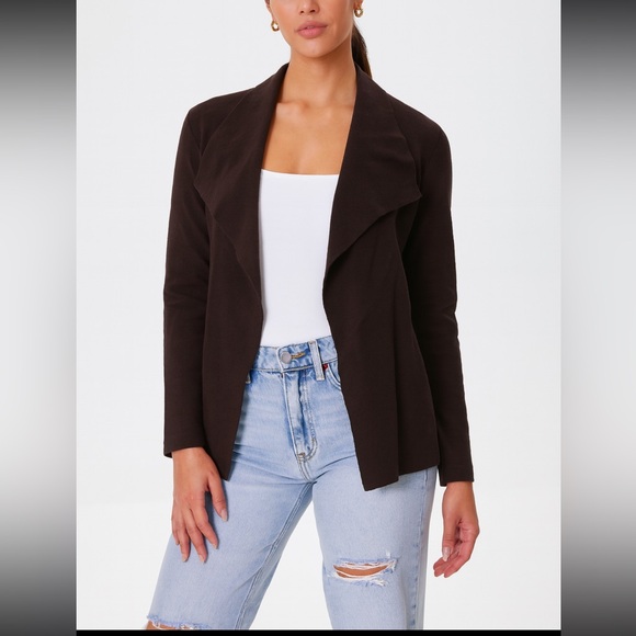 EILEEN FISHER Open-Front drape Wool Cardigan Brown L - Picture 6 of 6